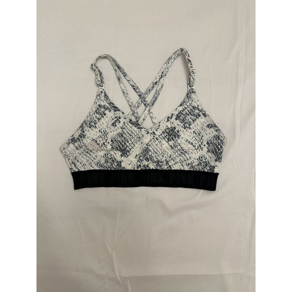 Victoria Secret Pink Sport Women’s S White and Black Snake Print Sports Bra